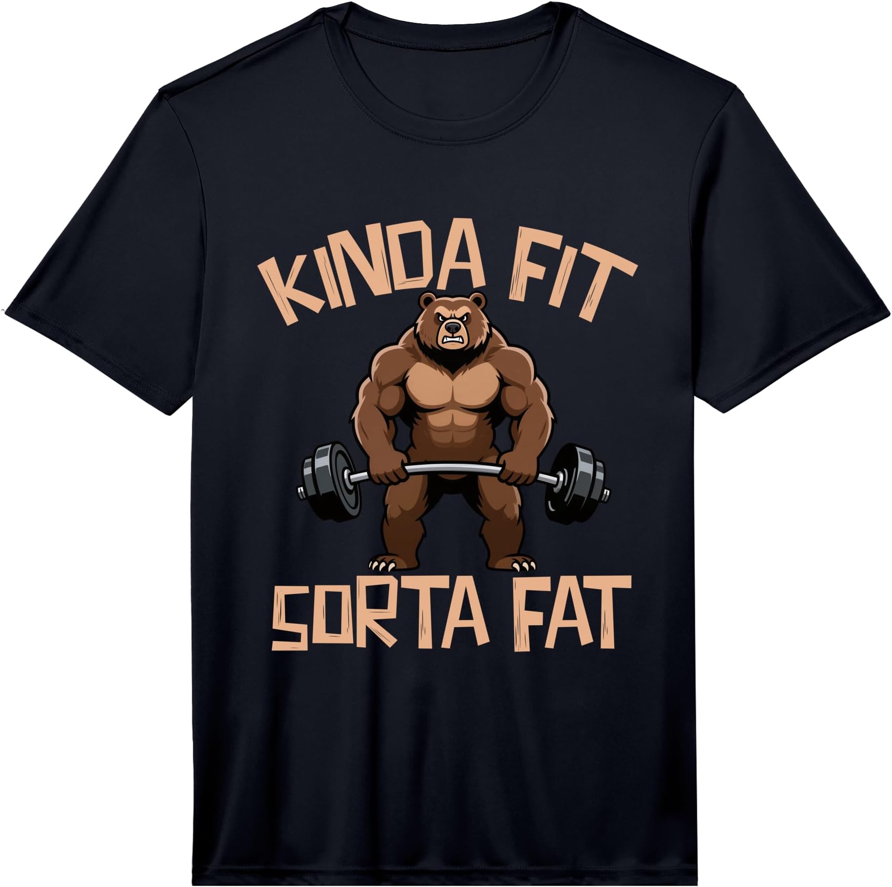 Mens Kinda Fit Sorta Fat Weightlifting Gym Bear Workout Fitness Performance T-Shirt
