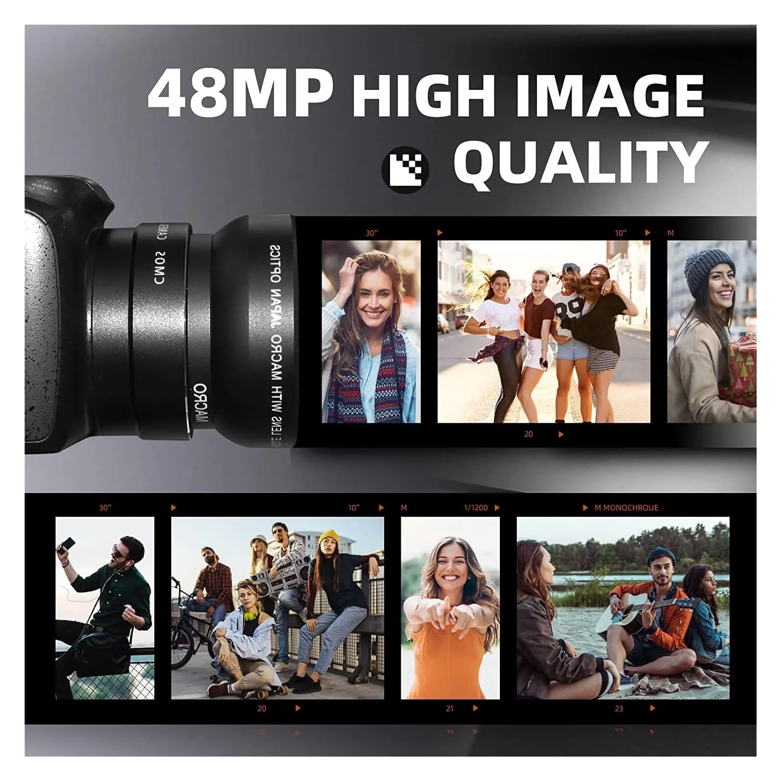 Fotocamera Digitale For Fotografia E Video For Vlogging 4K 48MP Zoom 16X Obiettivo Macro Grandangolare Da 52 Mm Messa A Fuoco Accurata
