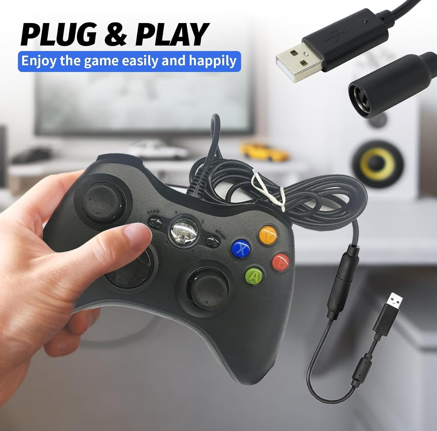 USB Breakaway Cable for Xbox One, Xbox 360, Xbox Series X/S & PC, Detachable Anti-Trip Quick Release Gamepad Controller Adapter, Replacement Dongle for Microsoft Xbox 360 Wired Controller