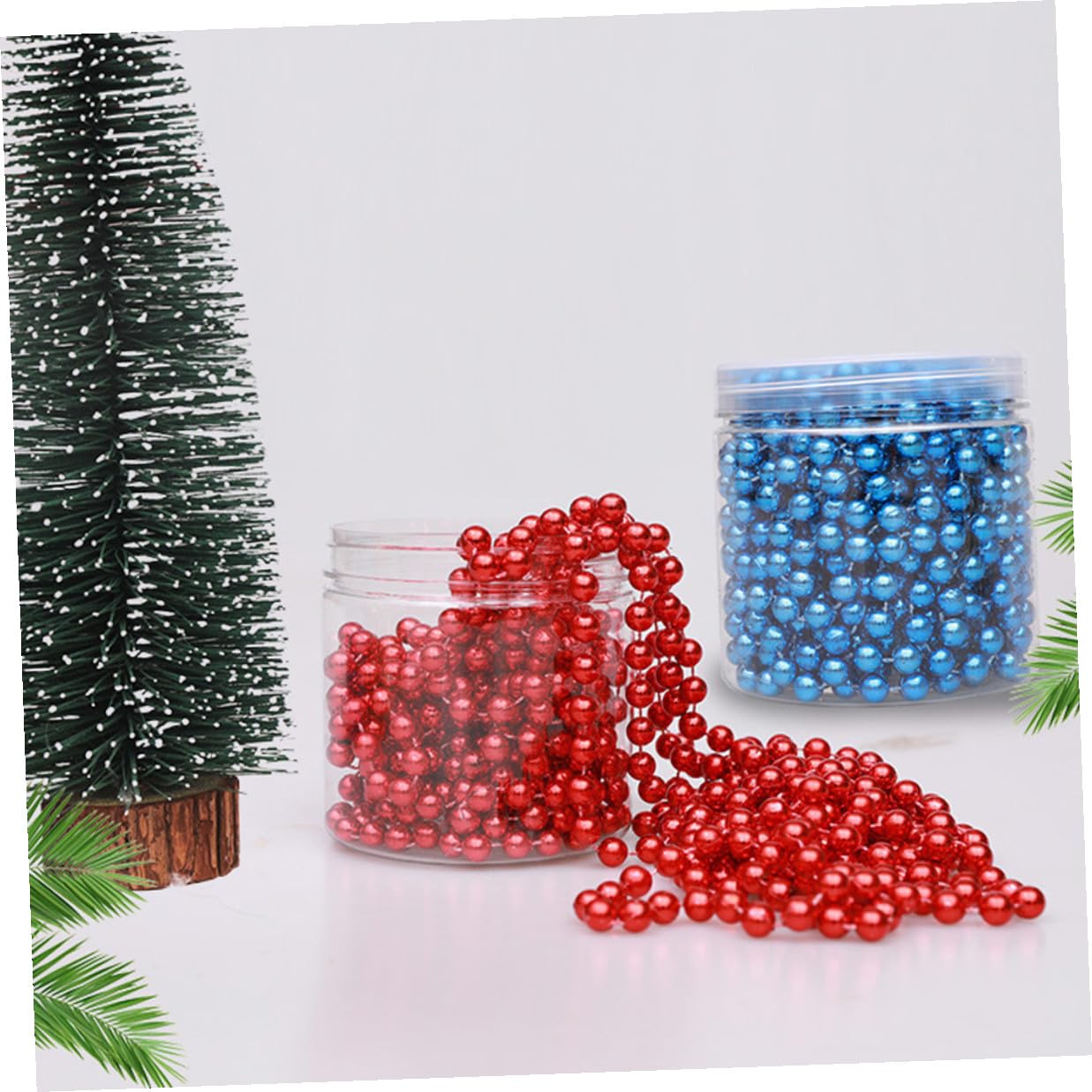 4 Stück Weihnachtskugel Perlenkette aus Kunststoff 8m lang Mehrfarbig Langlebige Weihnachtsbaum und Partydekoration für Innen und Außen