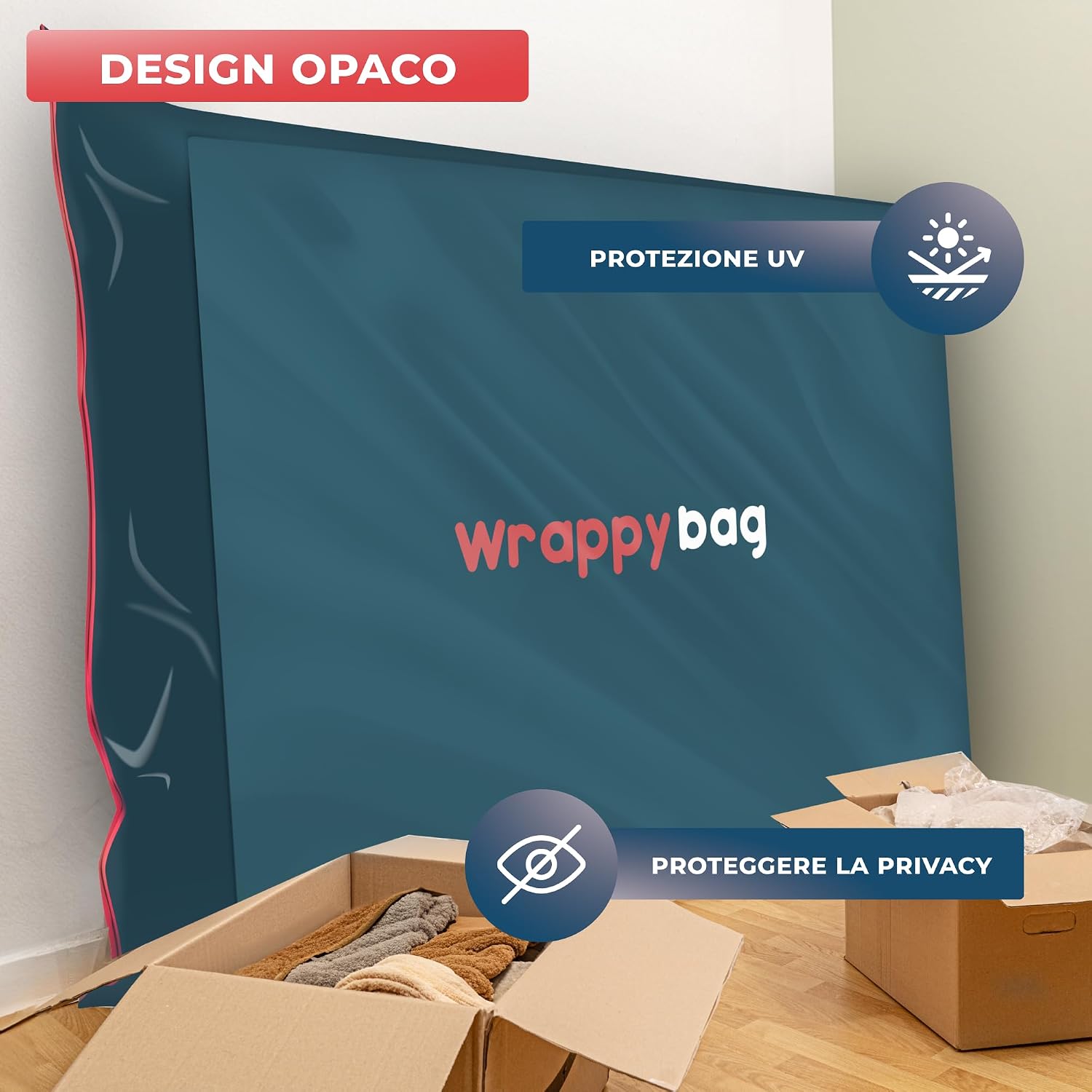 WRAPPYBAG – Nieprzezroczysty Pokrowiec Ochronny na Materac – 5 Dostępnych Rozmiarów – Wytrzymała Torba, Idealna do Przeprowadzki, Przechowywania i Transportu - 160 x 200 cm