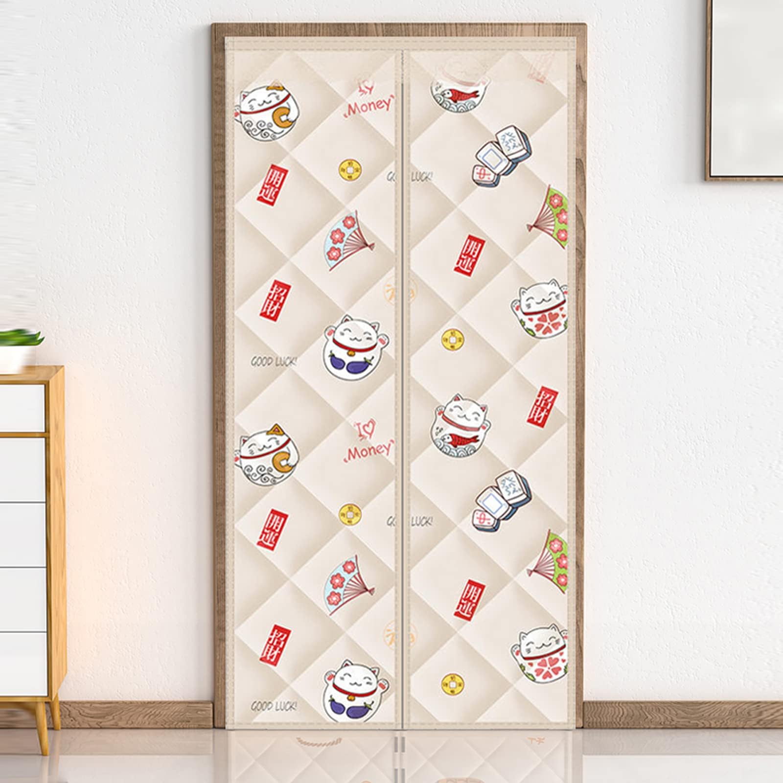 YFSMBD Cortina Termica puerta Magnética, Cortinas Termicas Aislantes Frio y Calor, Cortina puerta Interior Se Cierra Automáticamente Resistente al Viento, Aislante Termico (110x240cm)
