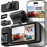 Vista 1 de REDTIGER F17 - Cámara de tablero de 4K, 3 canales, con GPS integrado y WiFi de 5GHz, con tarjeta de 64GB, 2160P+1080P+1080P frontal y trasera