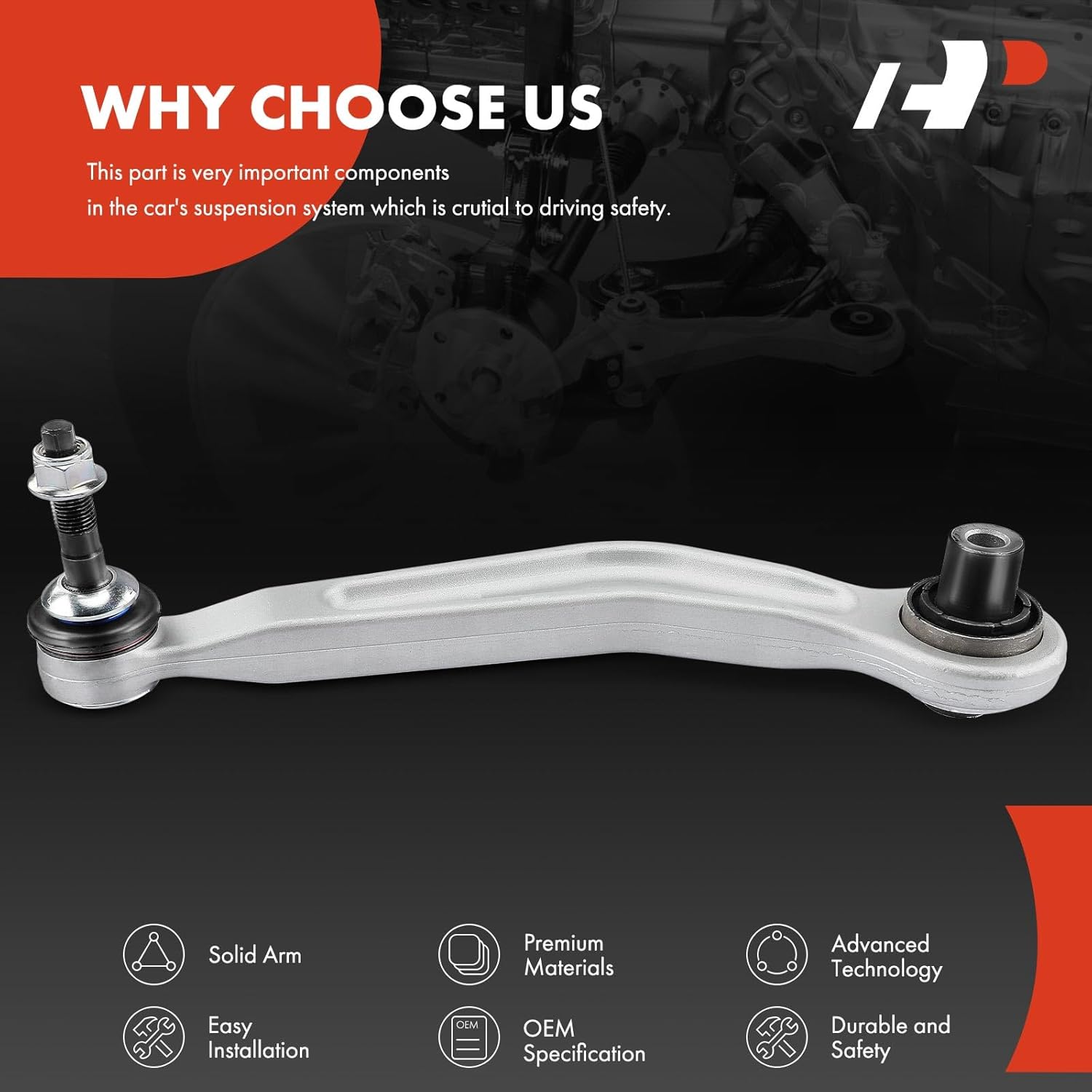 A-Premium Rear Left Rearward Upper Control Arm, with Ball Joint & Bushing, Compatible with BMW 525i, 525xi, 528i/535i (xDrive), 528xi, 530i, 530xi, 535xi, 545i, 550i, 645Ci, 650i, 745i, 760i, M5, M6