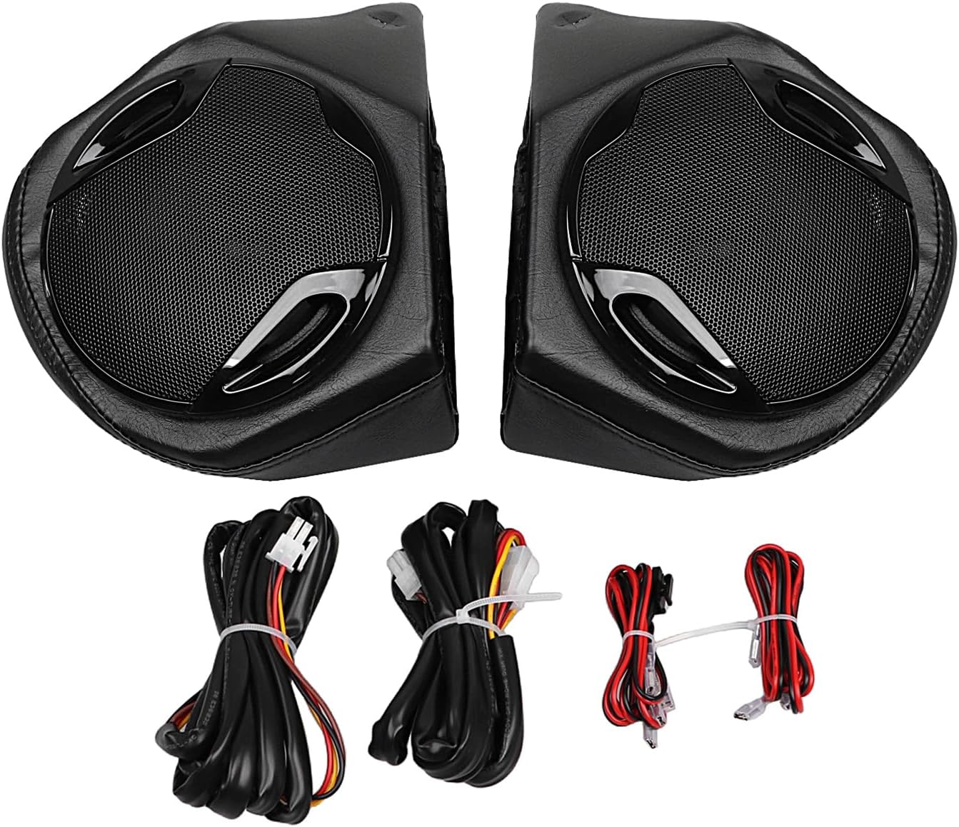 Chrome+Black 5.25" Tour Luggage Pack Rear Speakers Pod Kit Fit for Harley Touring Road King Street Glide Road Glide Electra Glide 1998-2013