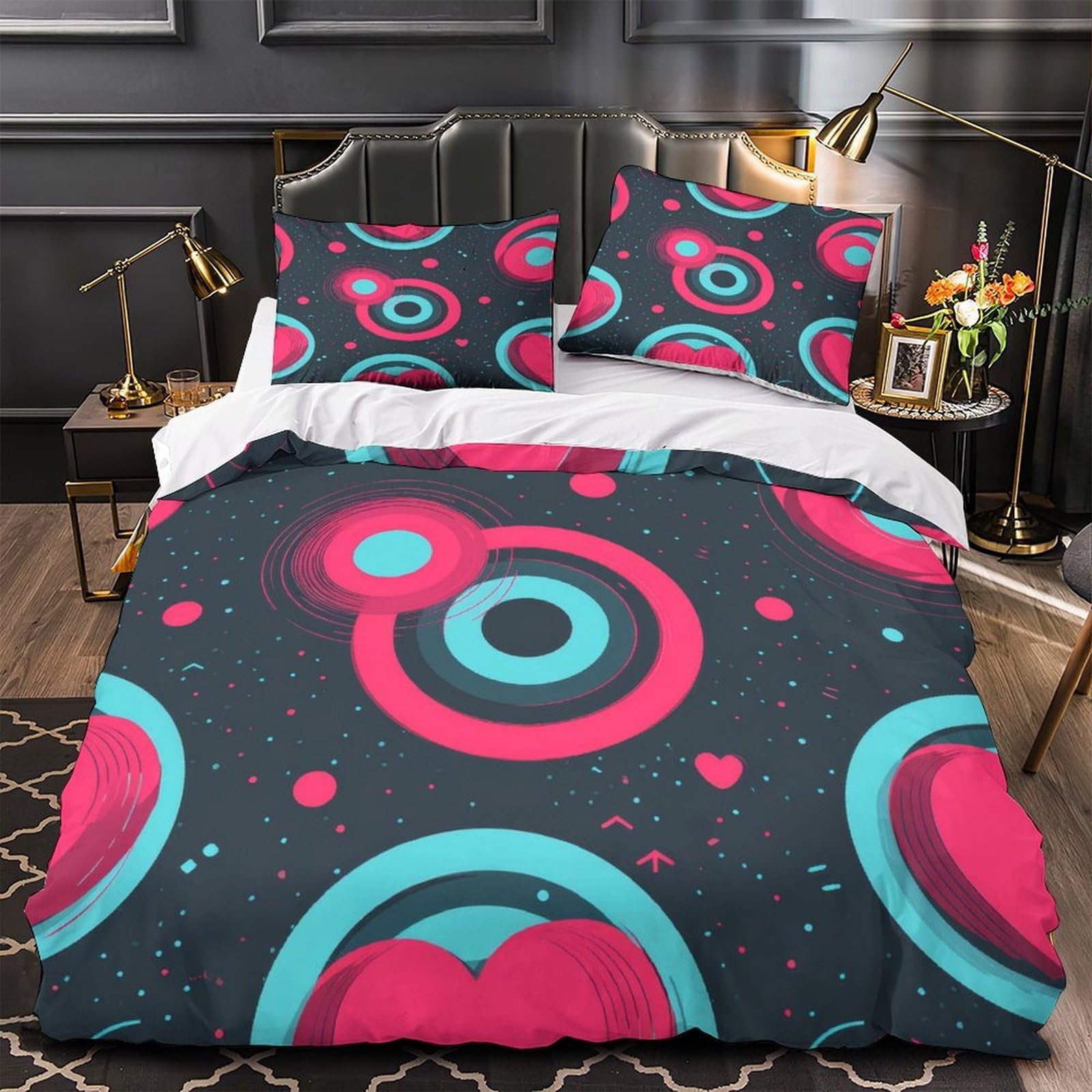 Housse de couette motif cœur pour chambre d'enfant moderne