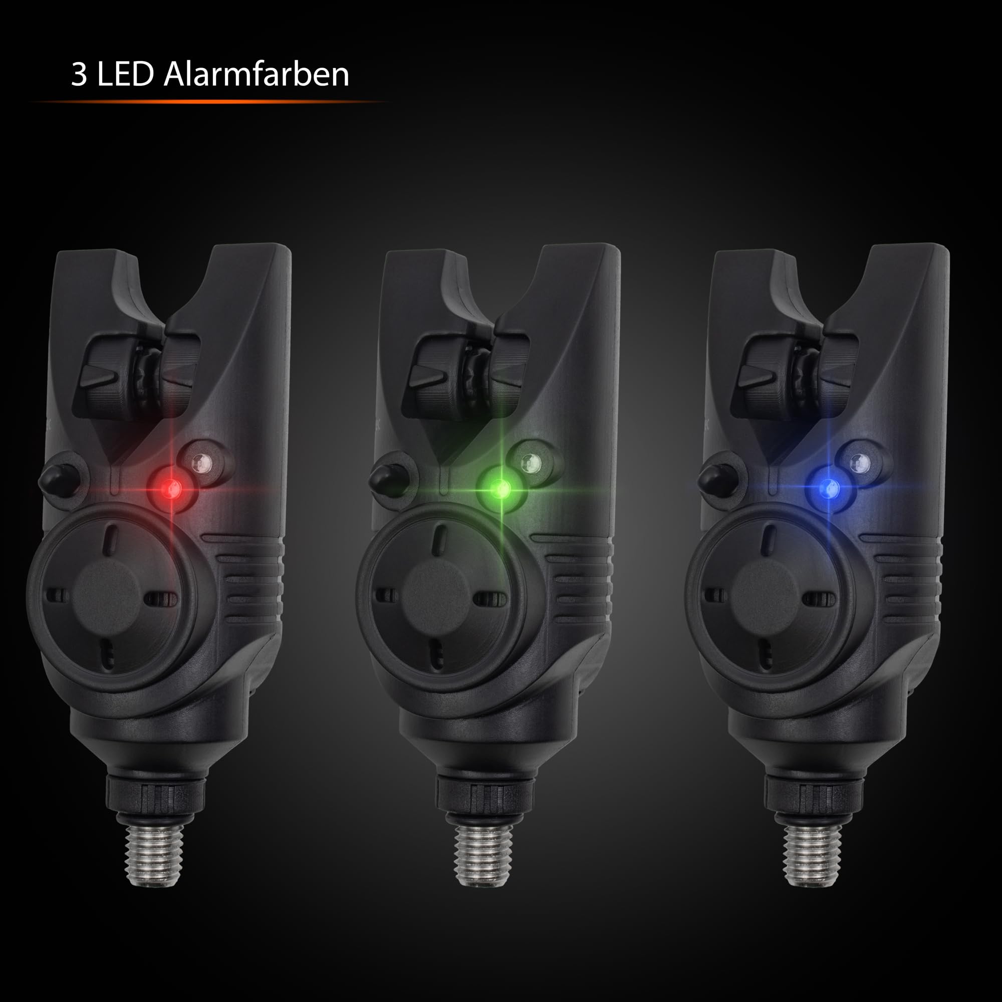 Funkbissanzeiger Set Hy-Tec 3+1 150m Reichweite für Karpfenangeln | 3+1 Set mit Empfänger im Koffer, 150m Reichweite, 4 Lautstärken & Töne, wetterfest – fürs Karpfen-Ansitzangeln