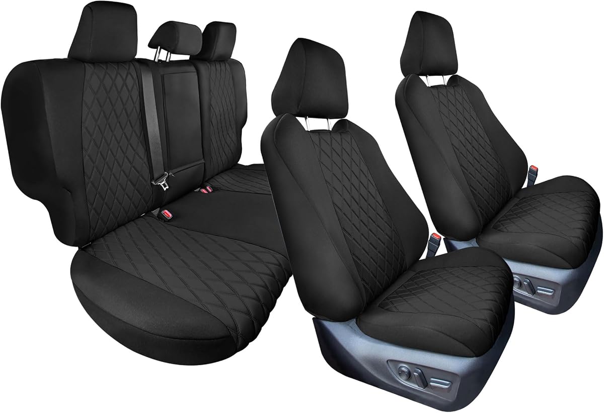 Custom Fit Car Seat Covers Specifically Made for 2021-2025 Toyota Rav4 Hybrid|Hybrid Prime - Ultraflex Neoprene Water Resistant Automotive Seat Covers - Full Set Black