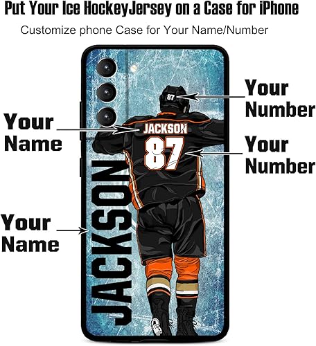 Miniatura 2 de Funda de teléfono de hockey sobre hielo para Samsung Galaxy A53 5G A14 A73 A12 A42 A32 A02S A71 A22 4G A33, nombre y número personalizados y funda