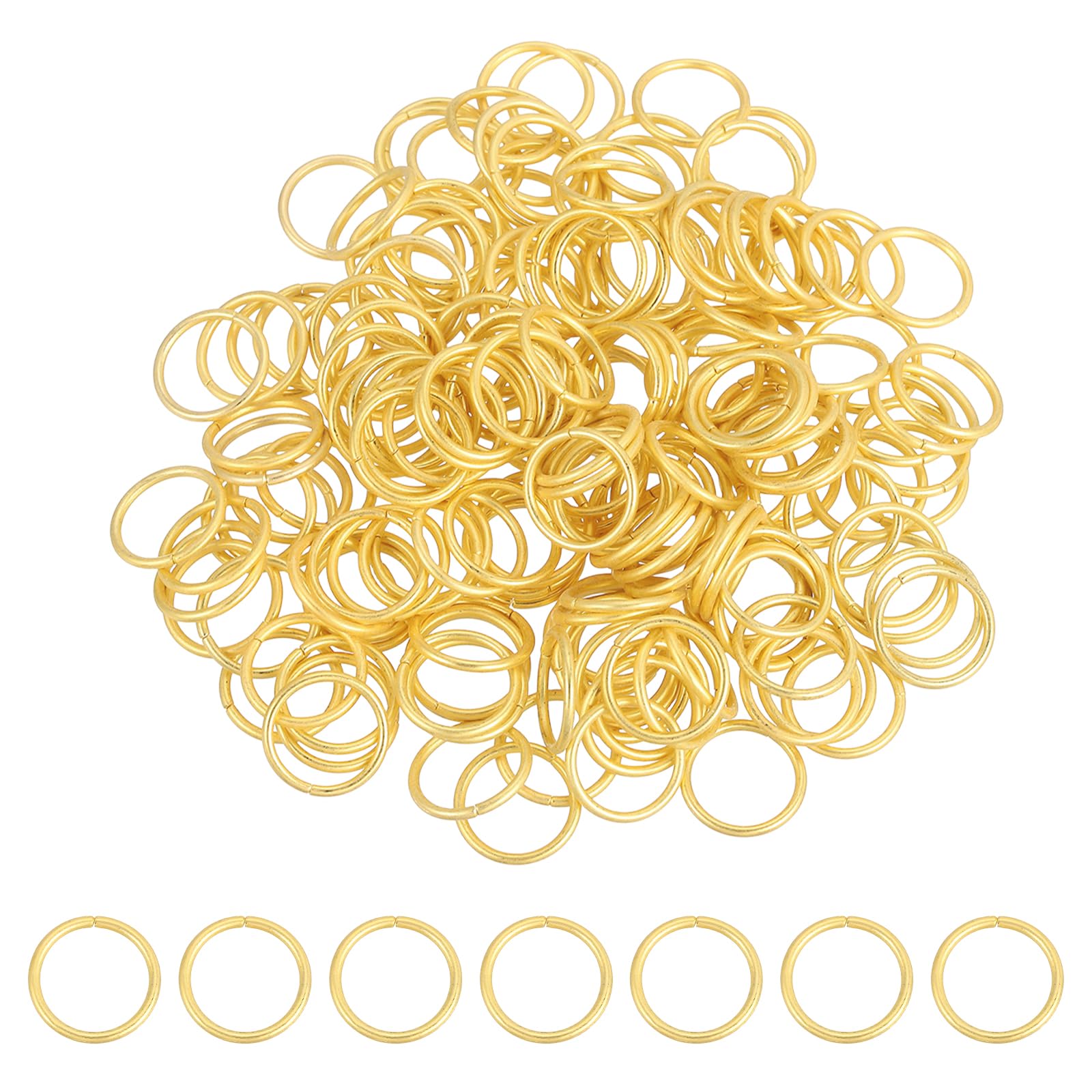 sourcing map 200 Pcs Open Jump Rings, 16mm Split Metal O Ring 1.5mm Thick Keychains Connector Ring for Jewelry Making DIY Necklaces Bracelet Earrings Craft Making, Matte Gold — image 1