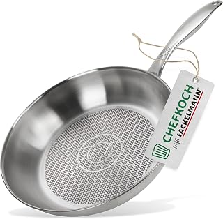 Chefkoch meets Fackelmann stainless steel frying pan Ø 11 in - high-quality frying pan made of 18/10 stainless steel, crispy results thanks to a special honeycomb base, suitable for all types of