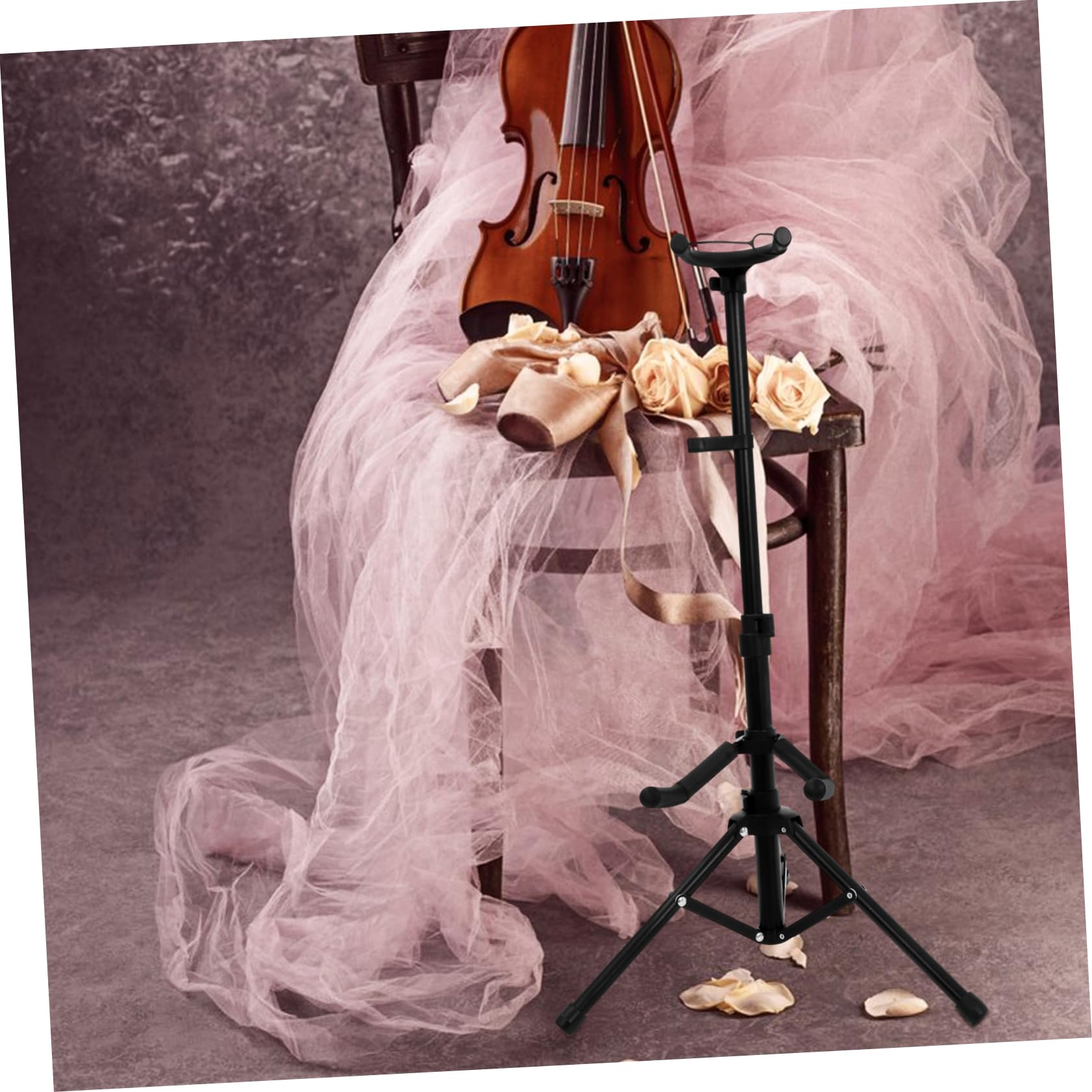 Levemolo Vertical Self-locking Violin Floor Holder Gravity Stand for Violin Foldable Musical Instrument Display Accessories Black