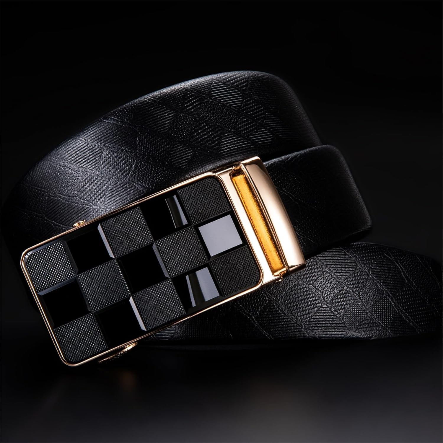 Barry.Wang Mens Belts Leather Ratchet Automatic Buckle Slide Click 1 3/8" Designer Dress Fashion Classic Casual Work Business - Image 4