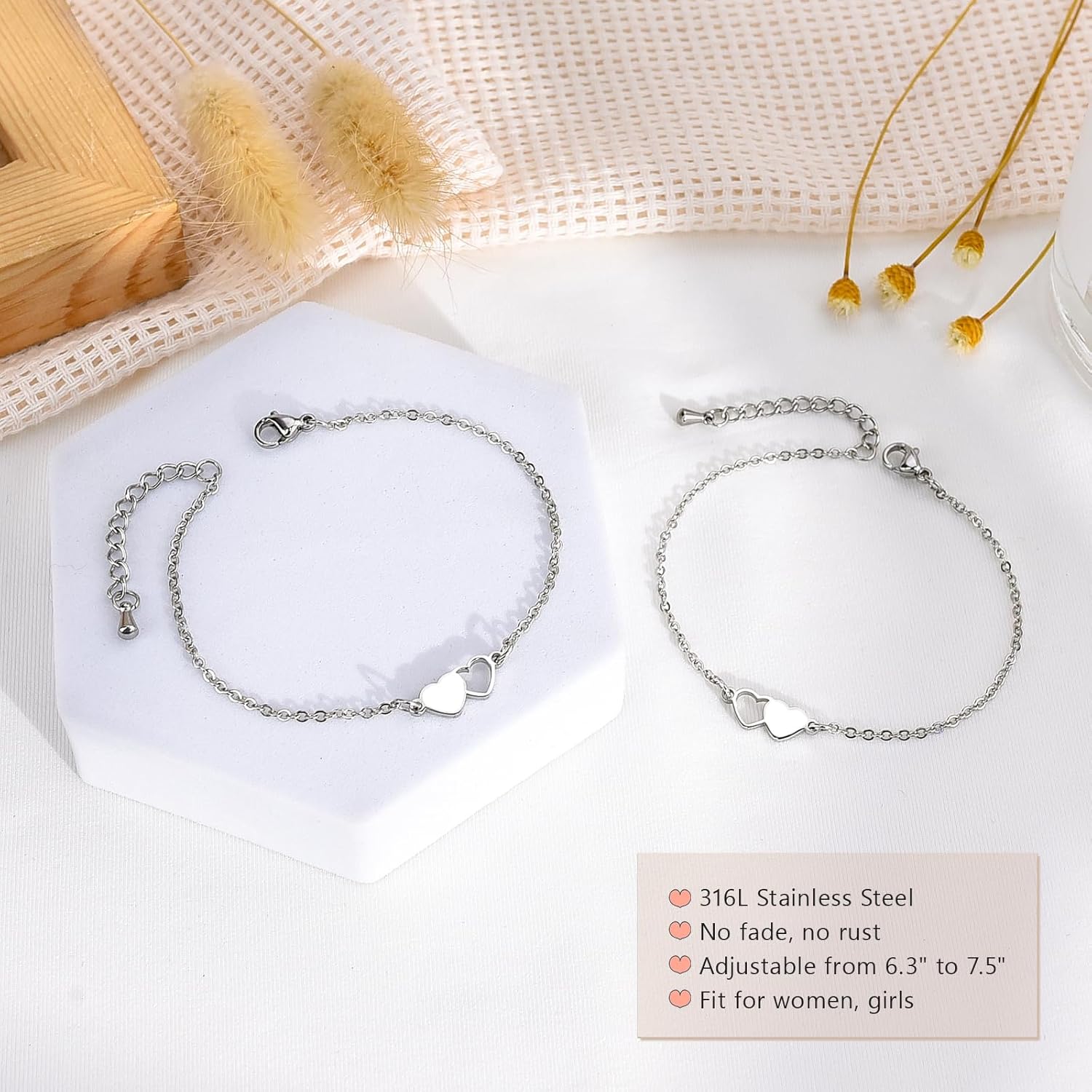 2/3/4/5 Pcs Mother Daughter Bracelets Set Birthday Valentines Day Gifts for Her Grandma Granddaughter Aunt Niece Gifts Mommy and Me Sister Matching Wish Bracelets - Image 4