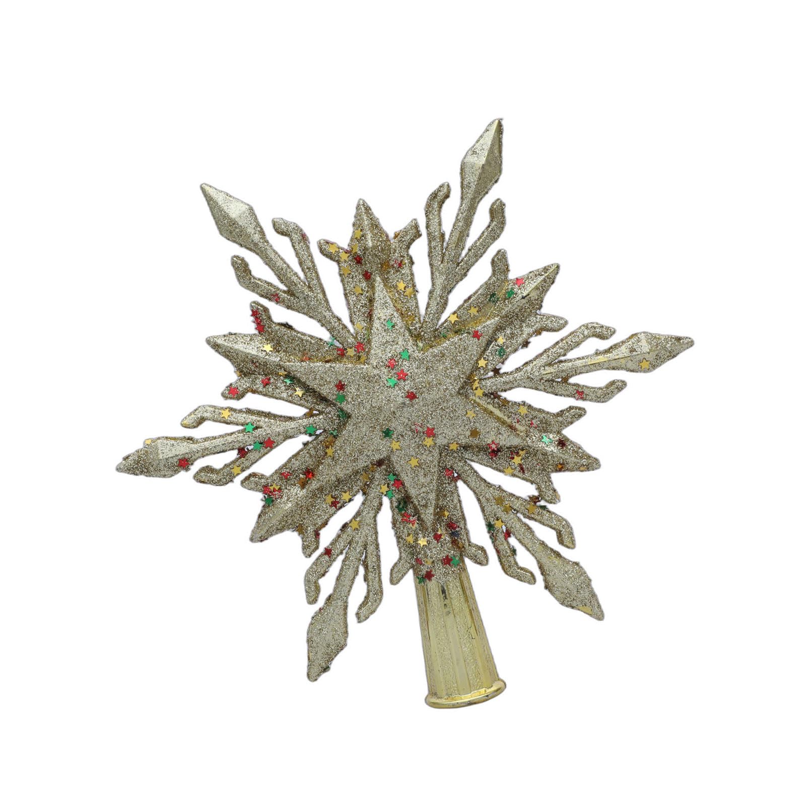 Xinsheinelry Sparkling 3D Snowflake Christmas Tree Toppers in Gold and Silver Glittering Celebratory Ornament Tree Decoration Christmas Toppers