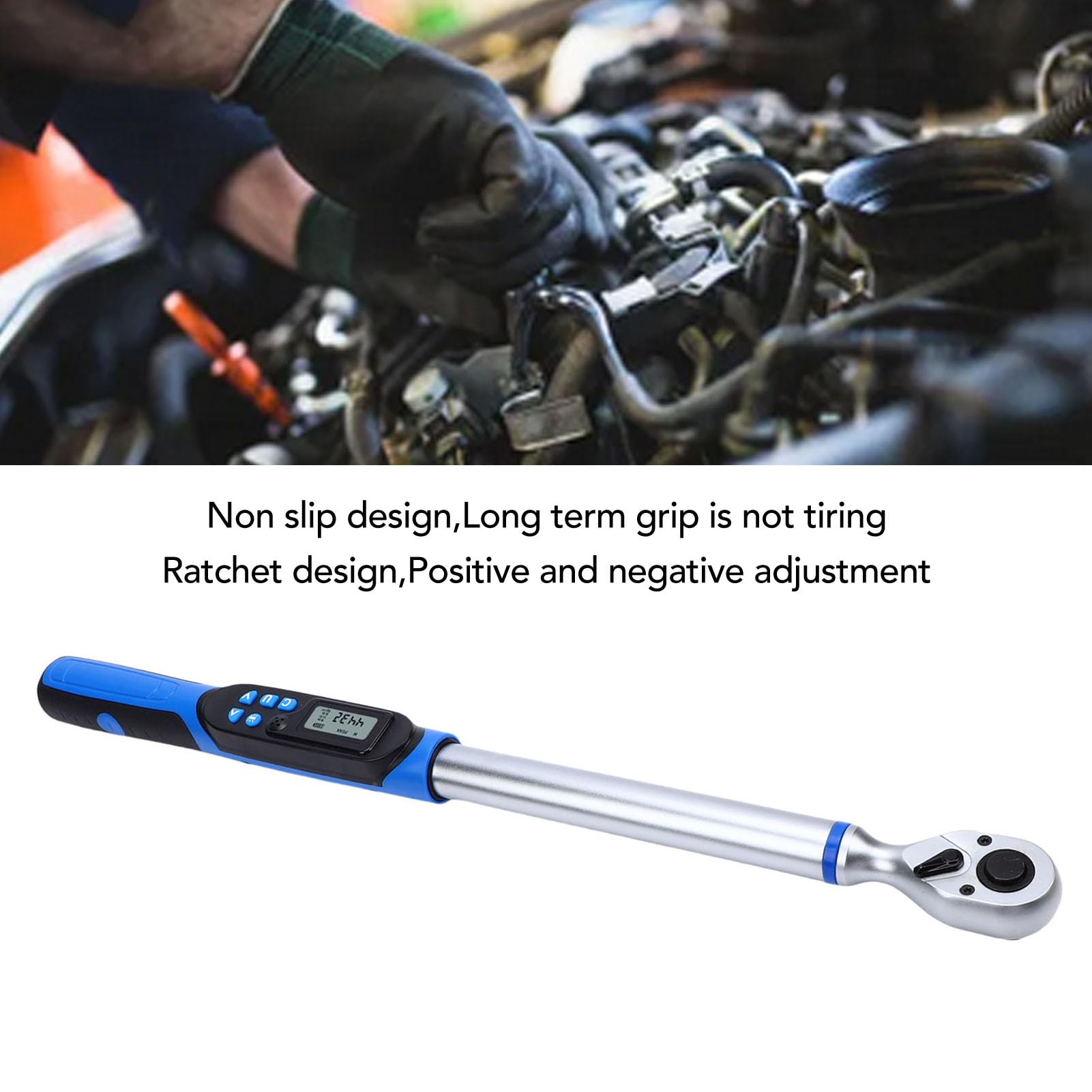 Cyfrowy klucz skrętny Napęd 1/2 10 do 200 Nm, elektroniczny klucz skrętny Dokładność ±2% Wyświetlacz LCD z brzęczykiem Przemysłowy klucz nastawny o dużej wytrzymałości ze schowkiem