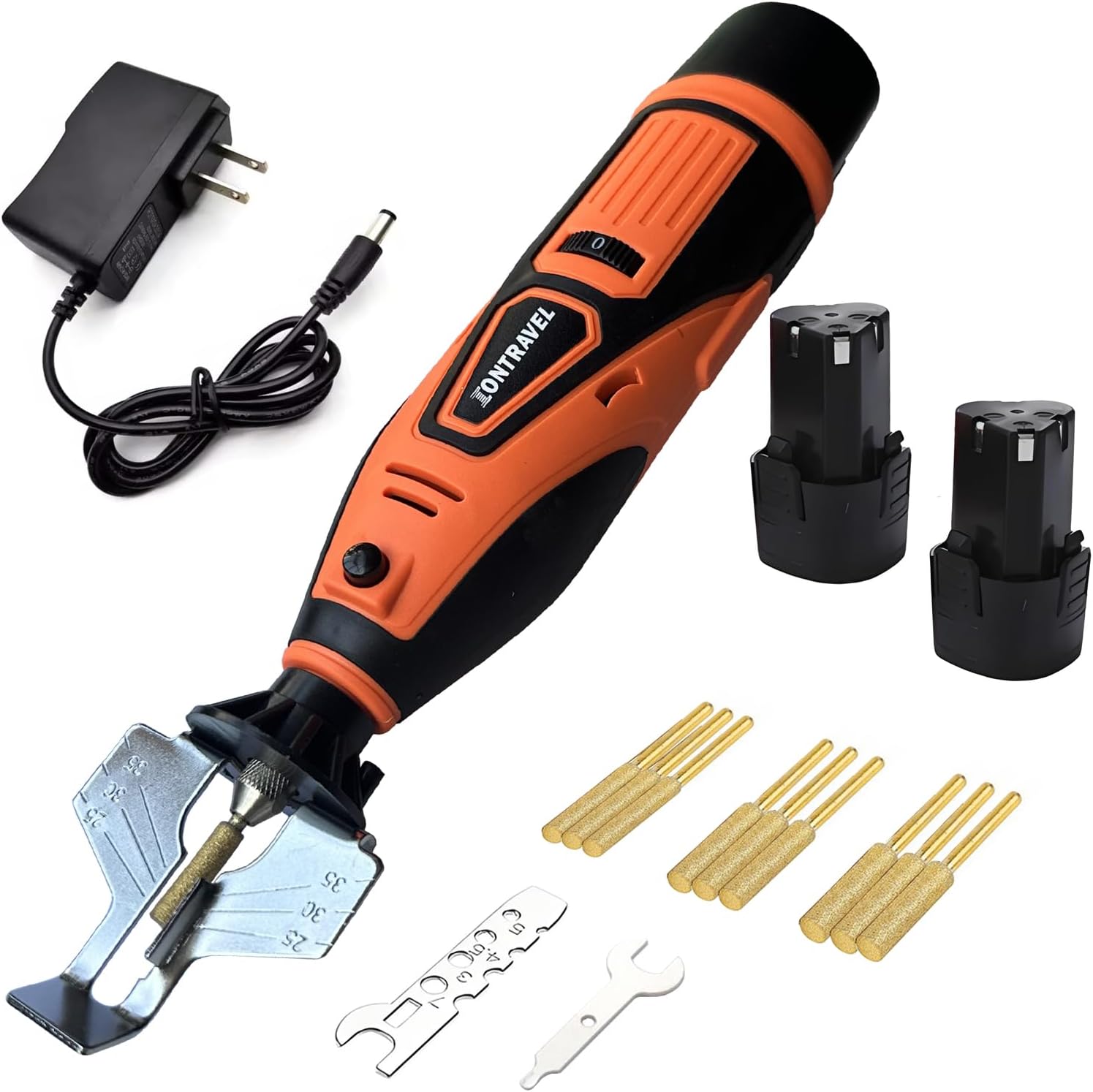 Cordless Chainsaw Sharpener,12V Electric Chainsaw Sharpener Tool with 2PSC Batteries,9 File Diamond Sharpening Wheels(3 Sizes),High Speed Chainsaw Chain Sharpener Kit with Titanium Plated Diamond Bits