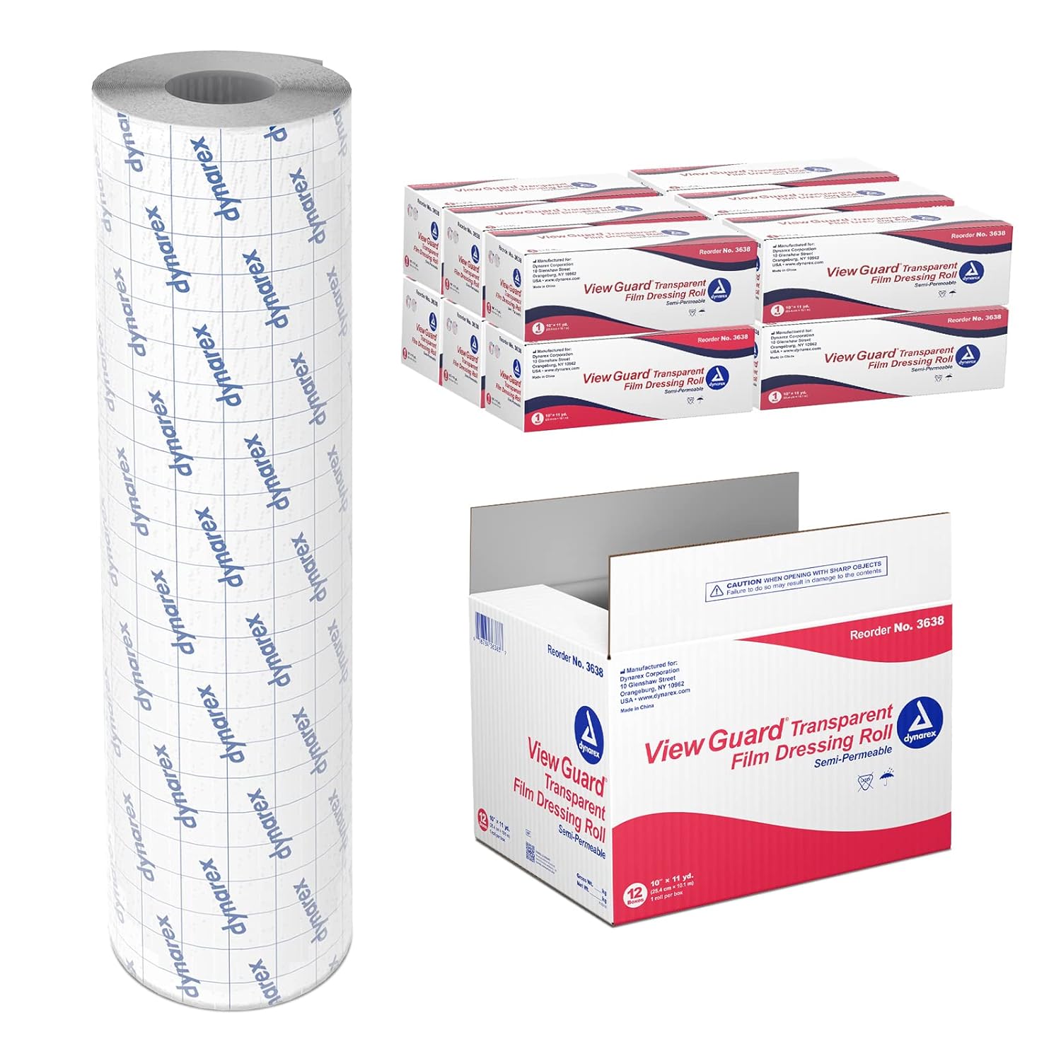 Dynarex View Guard Transparent Film Dressing Rolls, Non-Sterile Transparent Film Dressing That Protects Minor Wounds and Easily Conforms to Body Contours, 10" x 11 yds., 1 Box of 12 Dressing Rolls