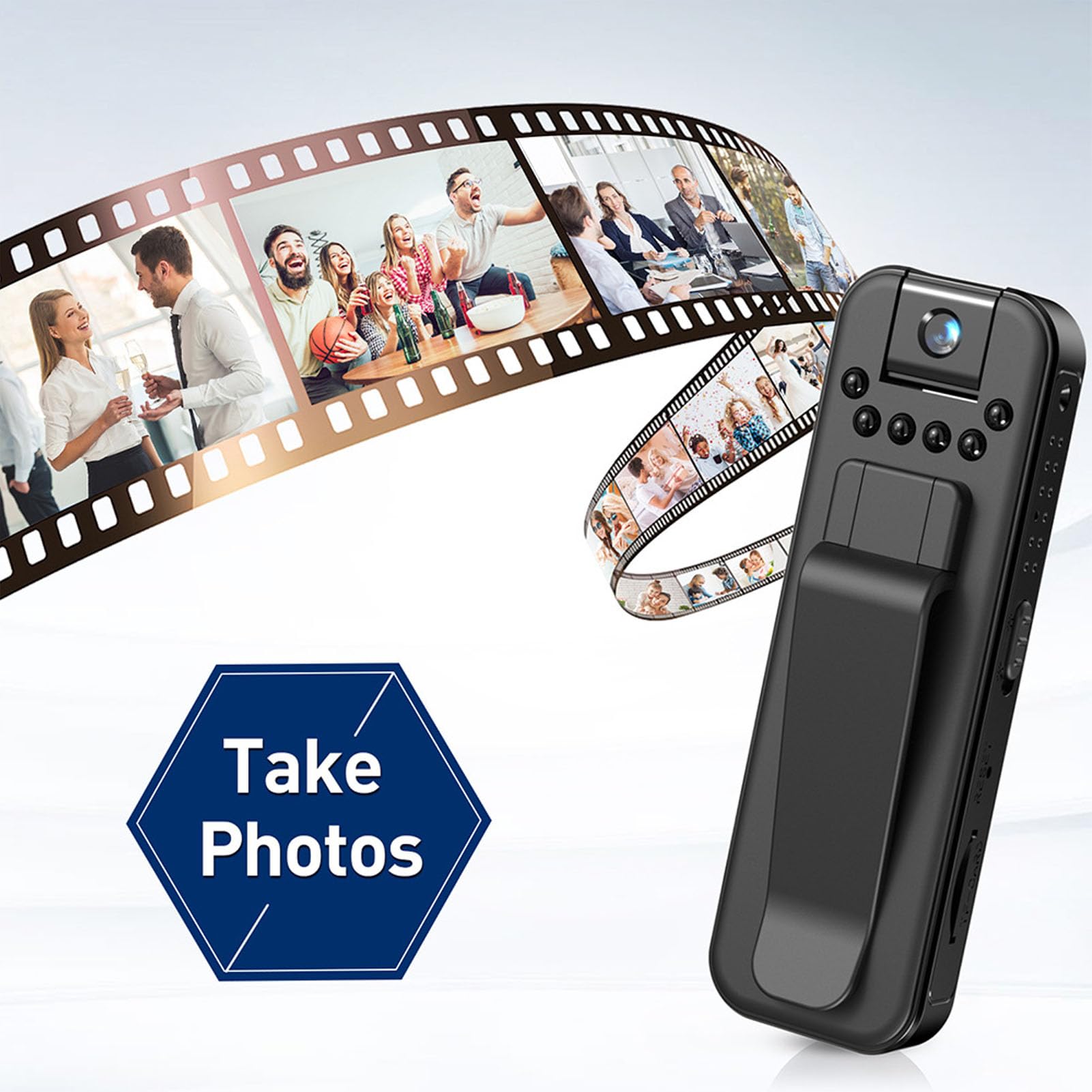 Mini Telecamera per il Corpo, Videoregistratore HD 1080P Visione Notturna a Infrarossi Multifunzione Batteria da 600 MAh Cam di Sicurezza Portatile Indossabile