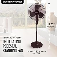 Vista 3 de HomePointe FS40-19MB Ventilador Oscilante de Soporte, Negro, 16 In. - Cantidad 1