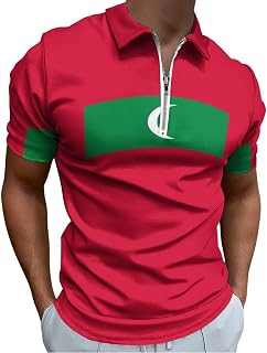 Mens Zip Short Sleeve Polo Shirts Classic Golf Tee Tracksuit T-Shirt for Athletic Casual