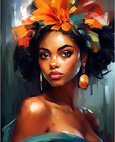 Tucocoo Pintura por números para adultos, kits de pintura al óleo digital sobre lienzo con pinceles y pigmento acrílico, hermoso retrato de niña