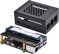 GeeekPi Fém Ház Raspberry Pi 5-höz N04 PCIe M.2 NVMe SSD Bővítőkártyával - Kompatibilis 2230/2242/2260/2280 M.2 SSD Meghajtókkal 1
