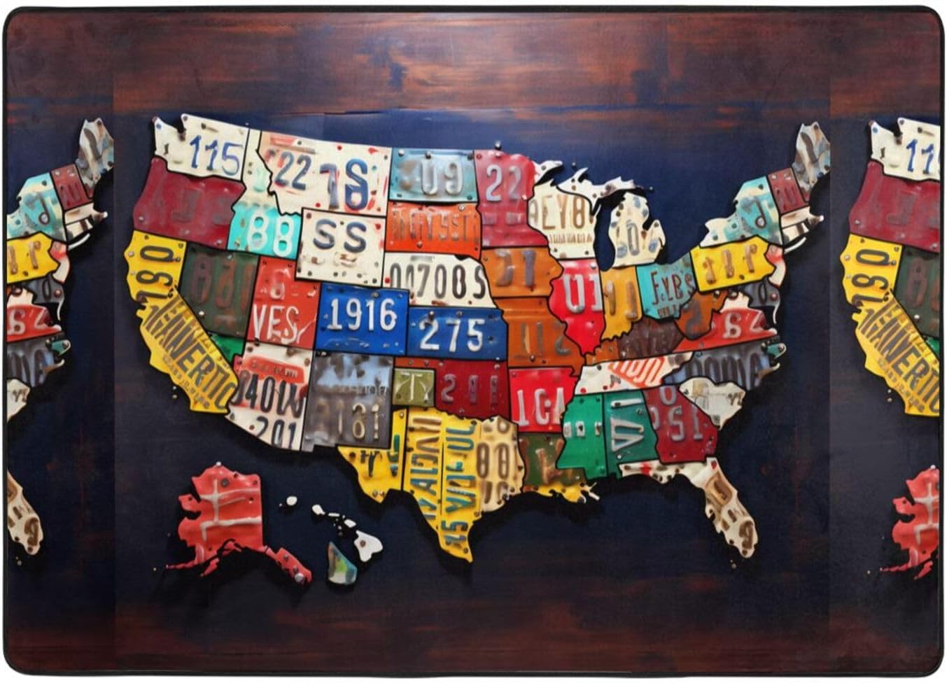 Flannel Non-Slip (License Plate Map) Rug Pad 80×50in Soft Washable Protective for Hardwood Floors Bedroom Bathroom Living Room