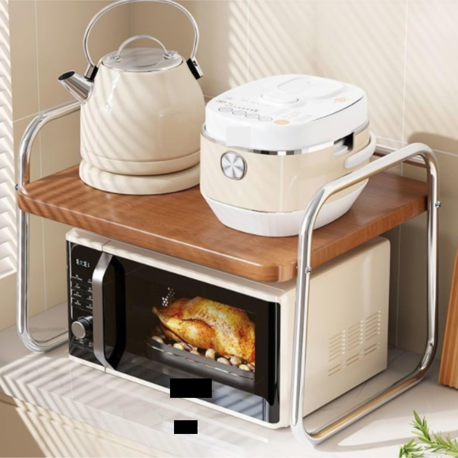 LYGXWJFC Kitchen Baker's Rack - Kompaktowy stojak na kuchenkę mikrofalową 52 cm i półka do przechowywania urządzenia do gotowania ryżu, stylowe meble stołowe, oszczędzają miejsce