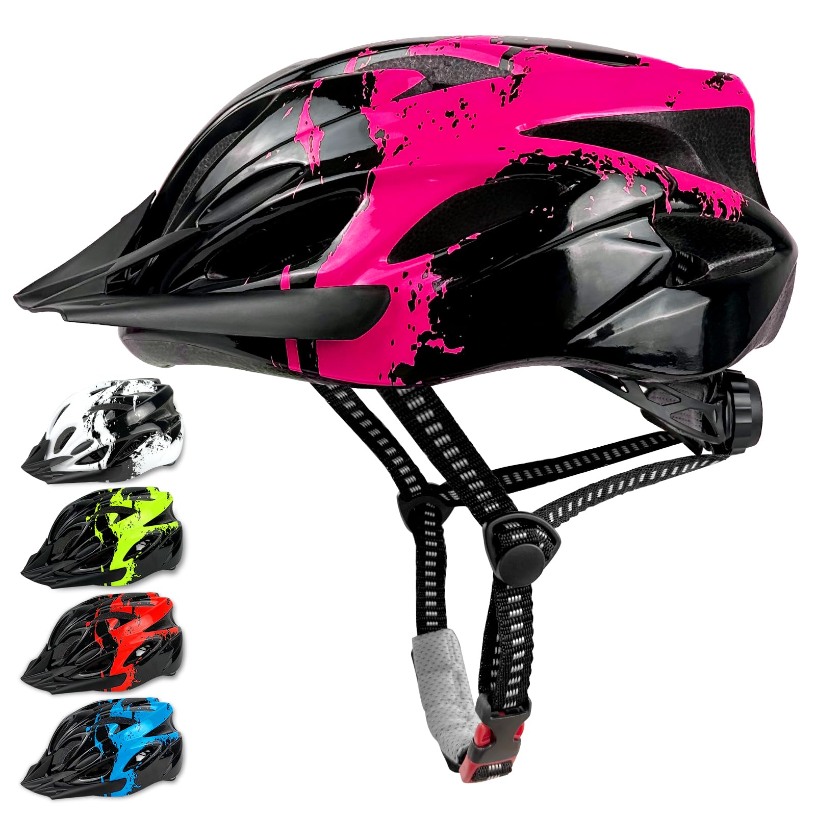 LeapBeast Fahrradhelm Kinder, Verstellbarer Kinderhelm für Jungen und Mädchen im Alter von 3-13 Jahren, Mehrere Belüftungen Helm, Multisport-Kinderhelm mit Visier, Schutzhelm (Rosenrot, S (50-55cm))