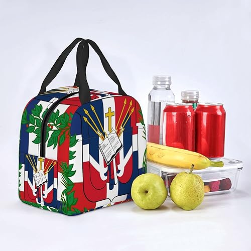 Miniatura 6 de Bolsa de almuerzo portátil aislada para la bandera de República Dominicana, bolsa de almuerzo para aperitivos, cena, trabajo, picnic, transporte