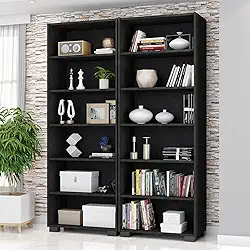 Kit 2 Estantes para Livros 5 Prateleiras 188cmx181,5cm Office Preto