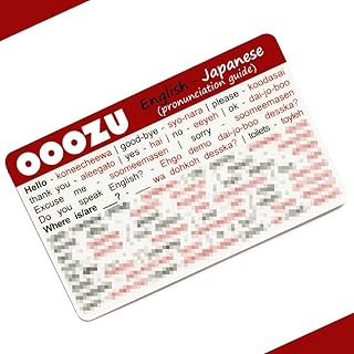 OOOZU Japanese Language Card | Lightweight Credit Card-Sized Japanese Phrasebook Alternative | Essential Words And Phrases For Holidays And Travel To Japan, Tokyo