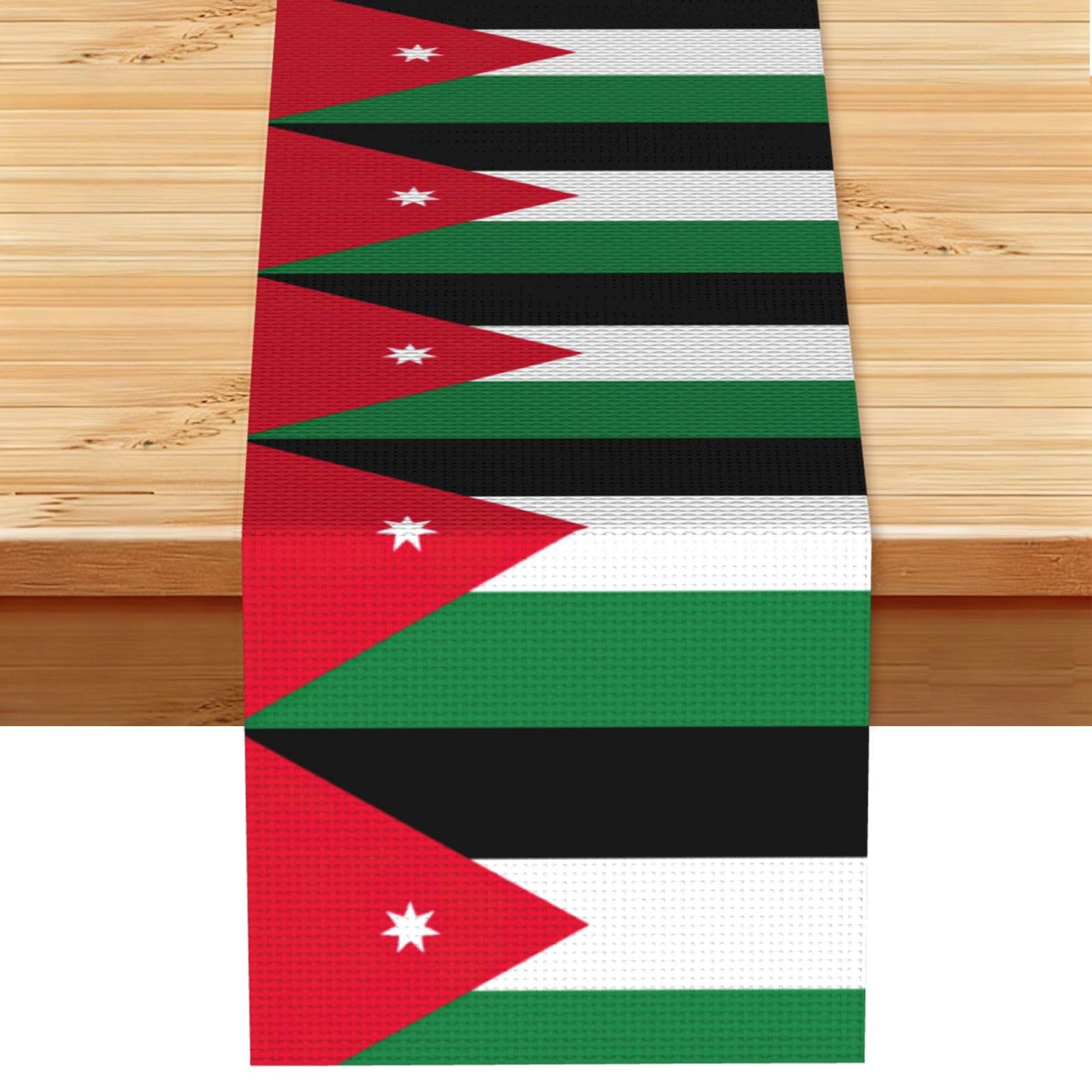 Jordanian flag Multi Purpose Table Runner for Home Decor, Printed Table Cloth for Kitchen Table, Countertops & Dining Area