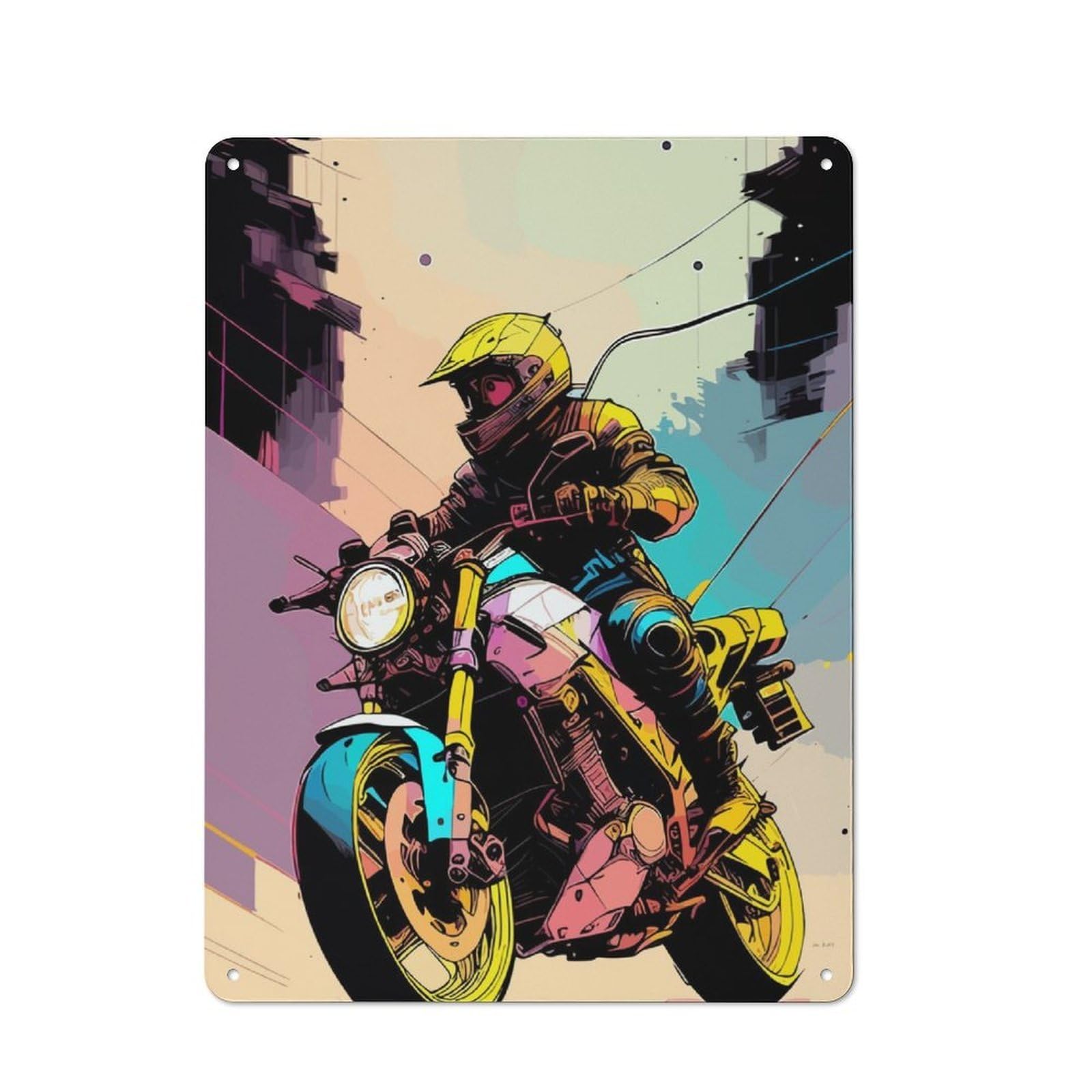 Rustic Vintage Metal Sign 40x30cm Featuring Naked Bike, Home Bar Decor for Cafe, Pub, Workshop Or Home Bar