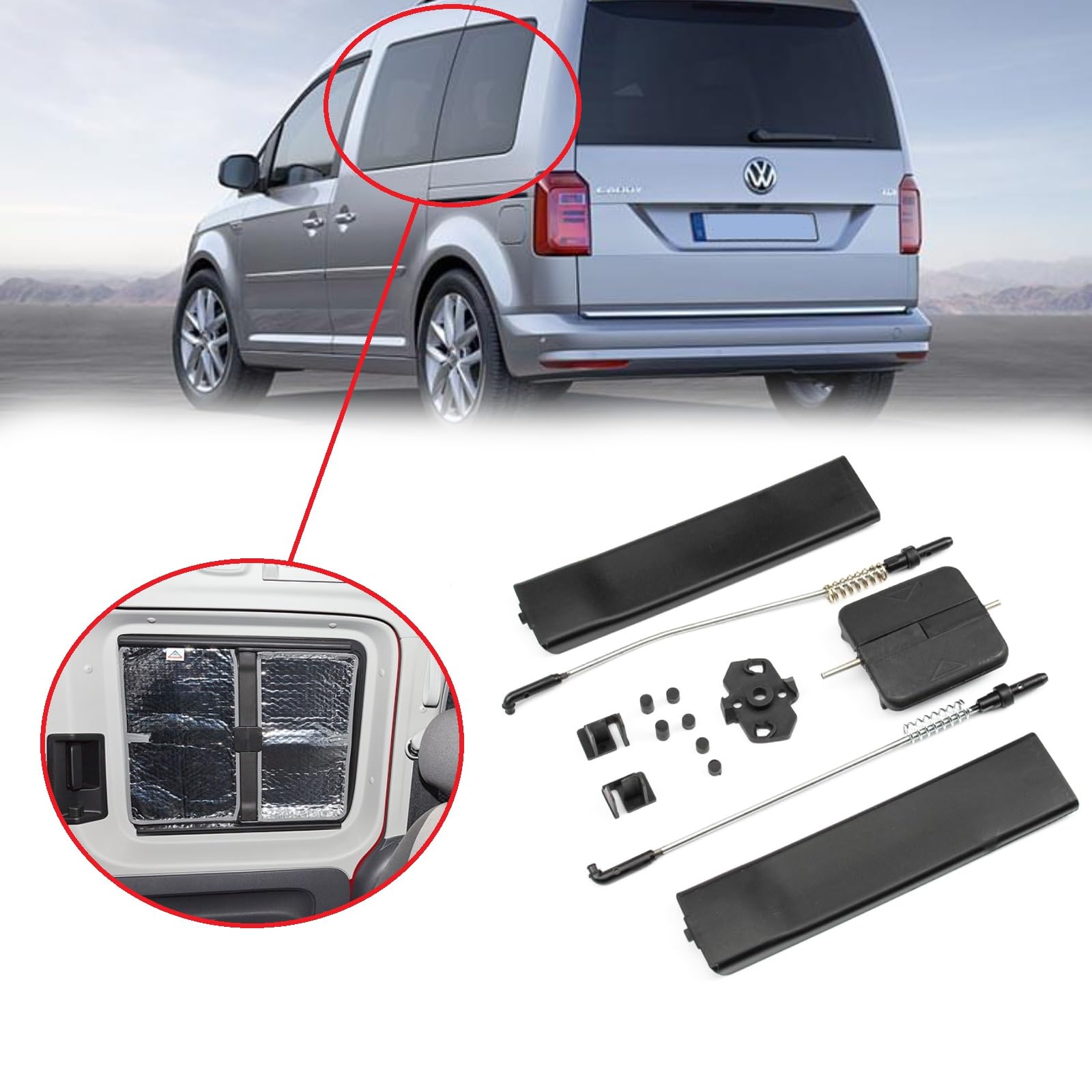 Twowinds - Chiusure per Finestrini Scorrevoli 2K0847790 Compatibile con VW Caddy 3 (2003-2014) - 2K0847789 - Maniglia per Finestrino Laterale - Entrambi i lati (set di 14 pezzi)