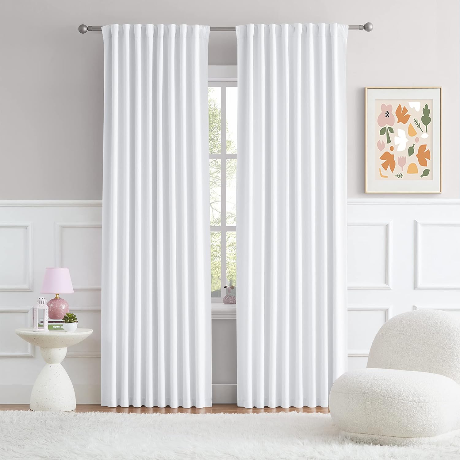 DUALIFE – Cortinas semiblackout para oscurecer habitación y guardería, con trabillas traseras, para aislar el calor en verano y dividir