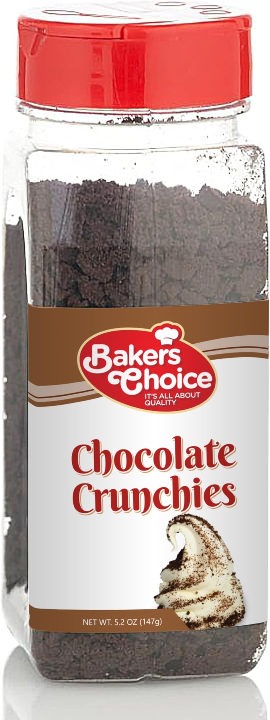 Chocolate Crunch Topping - Crunchy Chocolate Sprinkles for Ice Cream Sundae Toppings - 5.2 Ounce Dairy Free, Kosher Bakers Choice