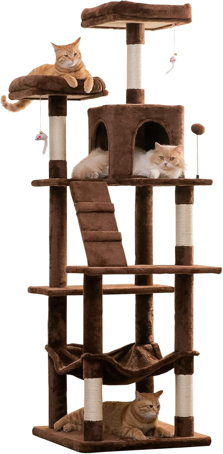 MWPO 70.1Inch Large Cat Tree, MultiLevel Tall Cat Tower