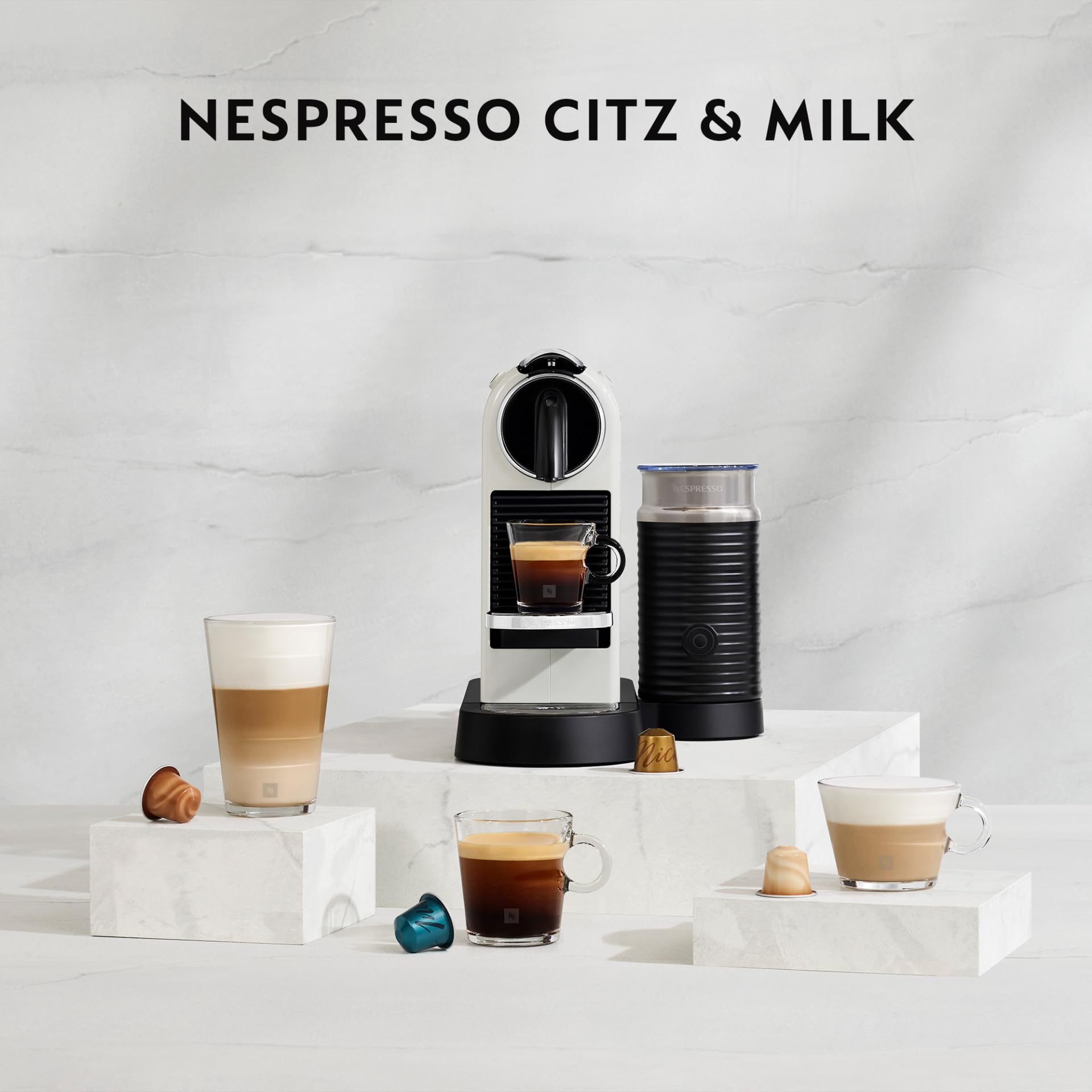 Nespresso Citiz & Milk con Aeroccino EN267.WAE, Macchina da caffè di De'Longhi, Sistema Capsule Nespresso, Serbatoio acqua 1L, colore White