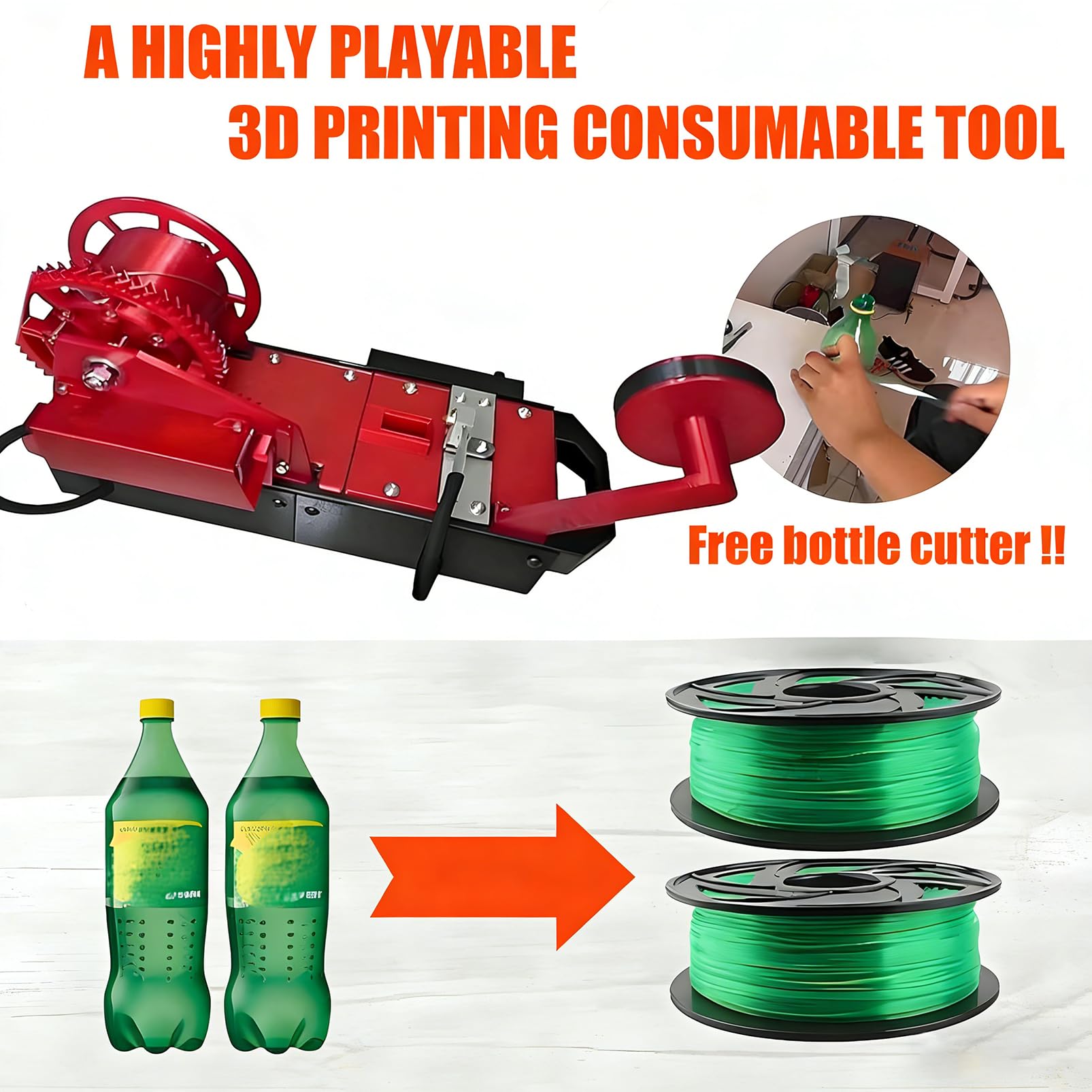 Wytłaczarka do filamentów 3D recykling plastikowych butelek do 1,75 mm filament PETG PLA, inteligentne sterowanie LCD, przenośna maszyna biurkowa dla ekologicznych majsterkowiczów, cicha praca, do