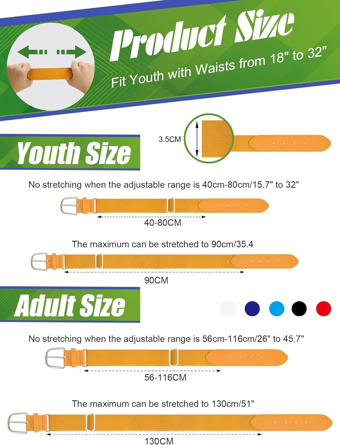 12 Pieces Baseball Belts Bulk Softball Belts Packs Leather Belt Adjustable Softball Belt Stretch Sports - Image 2