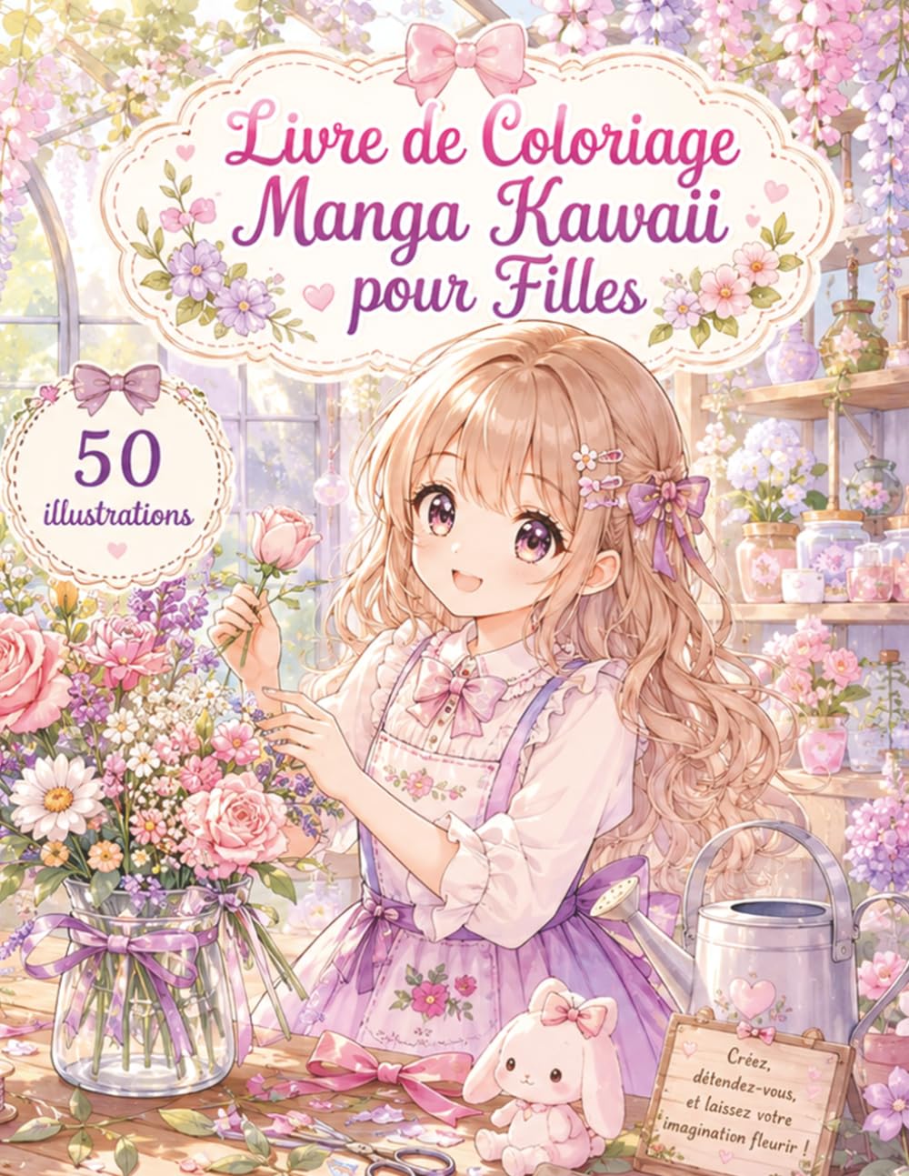 Livre de Coloriage Manga Kawaii pour Filles: 50 dessins adorables à colorier avec personnages manga, scènes cosy, animaux mignons et moments relaxants pour enfants, ados et fans du style japonais