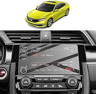 SKTU Screen Protector Foils for 2019-2021 Civic LX EX Touring Si EX-L Sedan Hatchback Navigation Tempered Glass 9H Hardness Anti Glare & Scratch Honda LCD GPS Touch Screen Protective Film (4 Buttons)