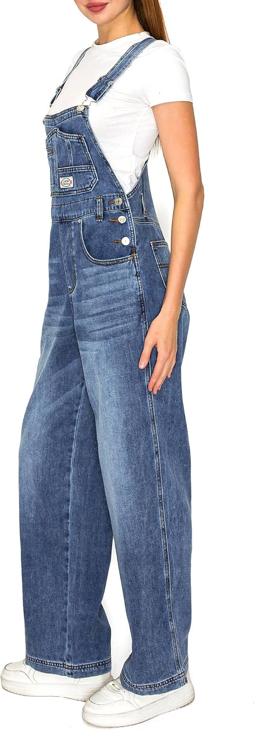 90s Retro Dungaree Ultra Soft Stretchy Denim Overalls - Image 2