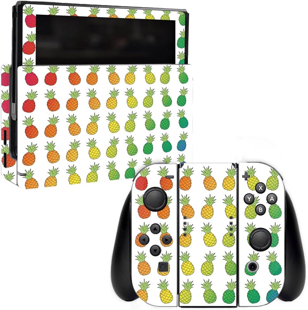 MightySkins Skin Compatible with Nintendo Switch - Rainbow Pineapples | Protective, Durable, and Unique Vinyl Decal wrap Cover | Easy to Apply, Remove, and Change Styles | Made in The USA