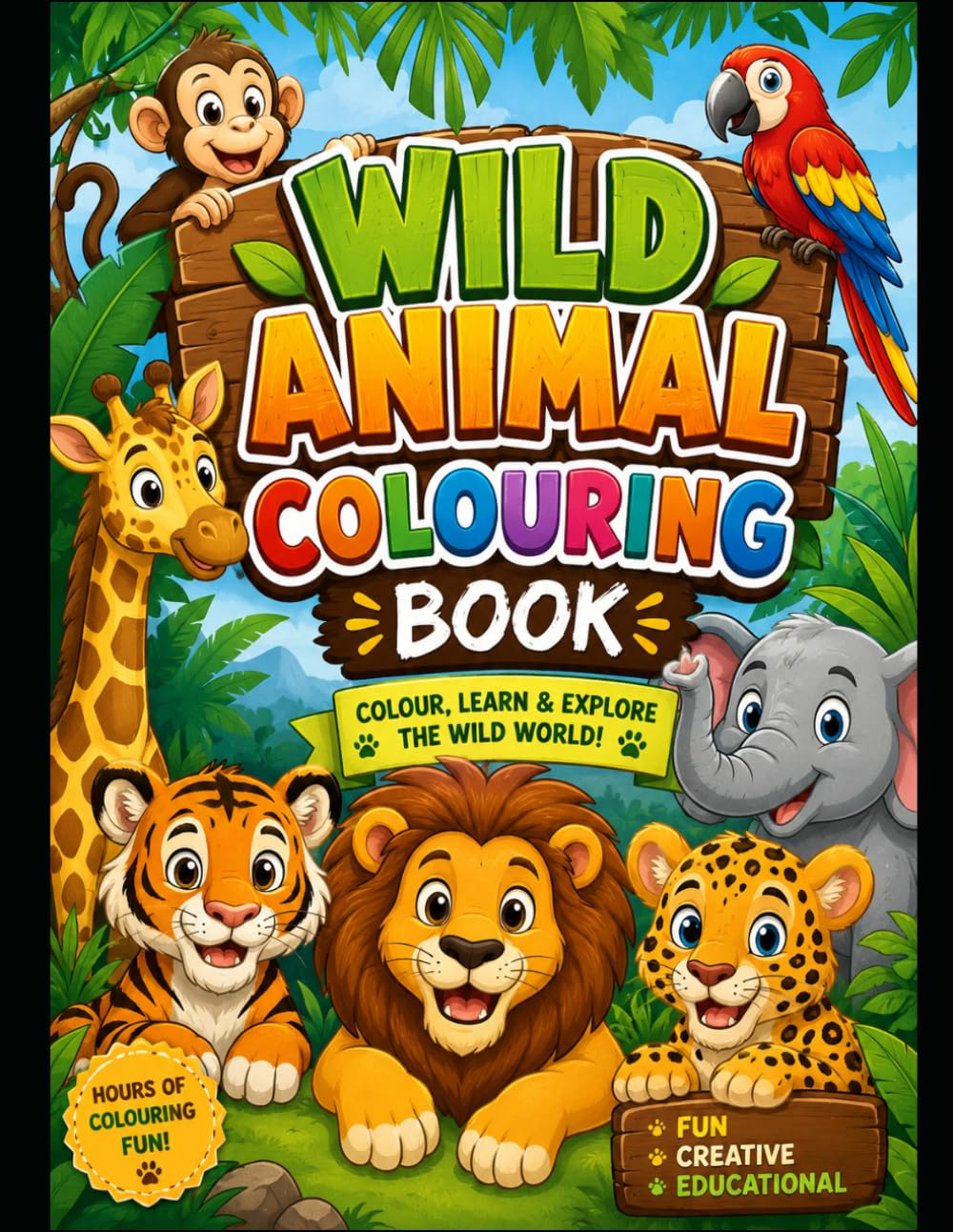 Kids Wild Animals Colour Book: Wild Universe For Colour Book