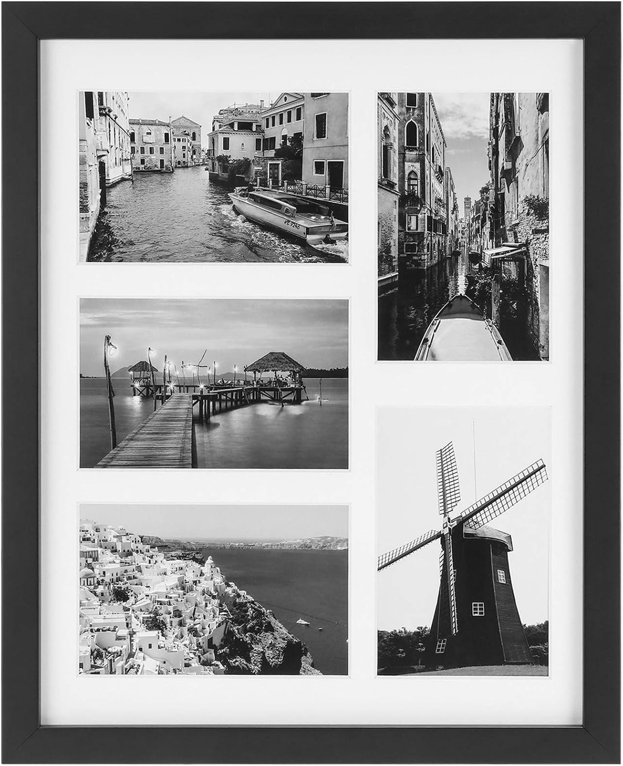 ONE WALL 11x14 Collage Picture Frame Black Solid Wood Collage Frame with Tempered Glass, 5-Opening Displays 4x6 Inch Photos for Wall and Tabletop - Wall Mounting Hardware Included