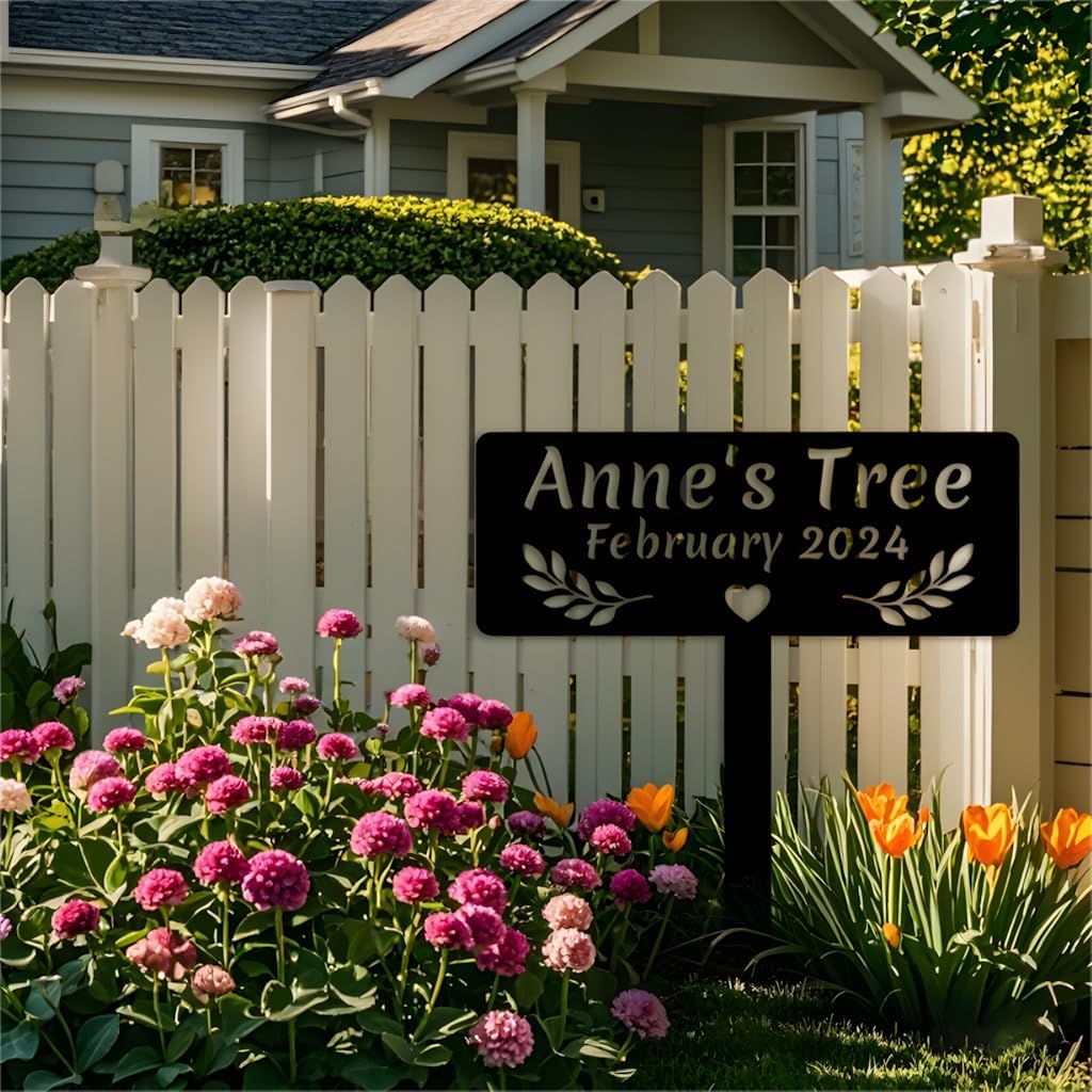 Custom Memorial Tree Sign with Stake,personalized Metal Tree Garden Marker,Tree Metal Plaque,Outdoor Decorations,Remembrance Gift 12inch