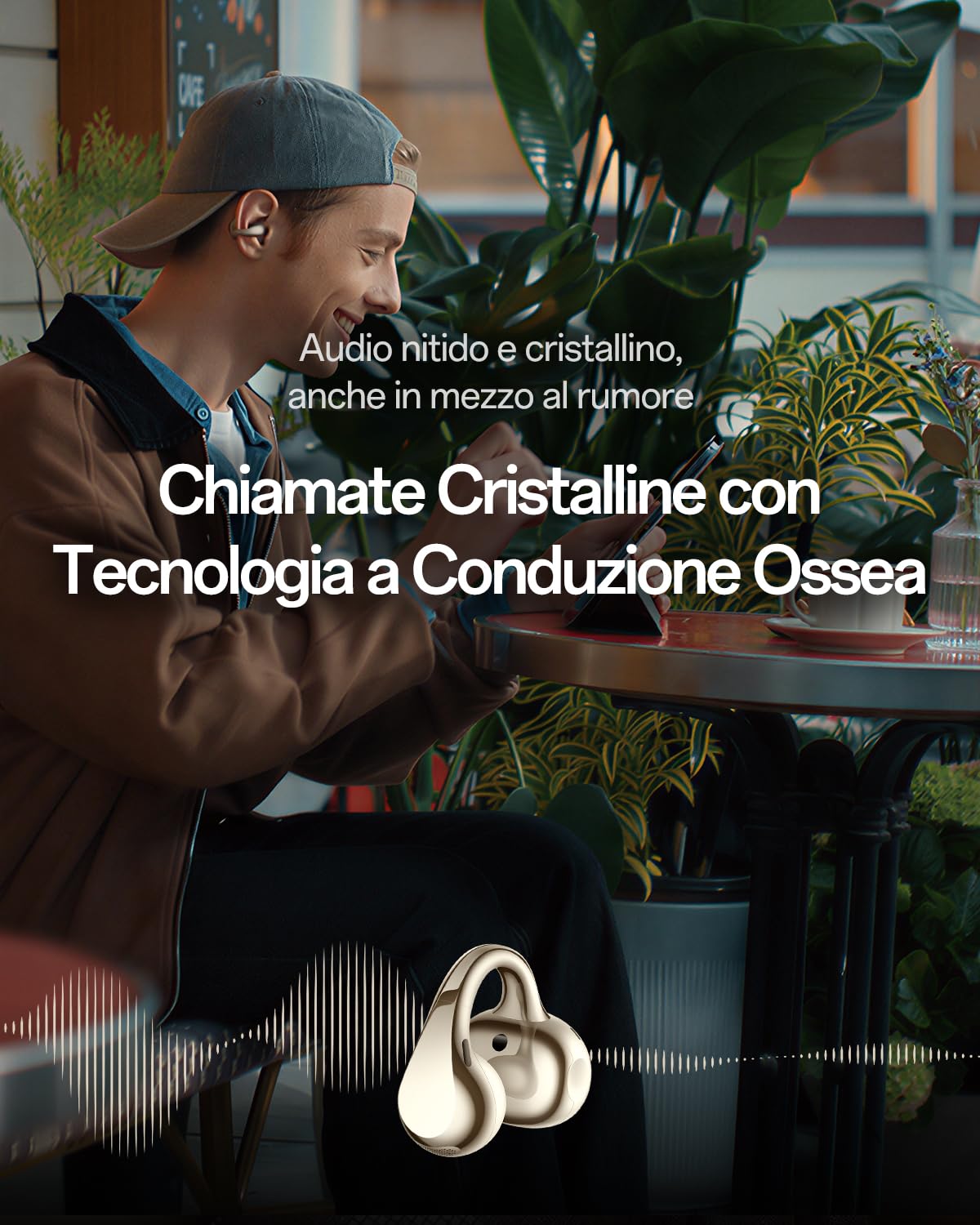 OPPO Enco Clip2 Cuffie Open-Ear, Doppi Driver 11mm+9mm, Bluetooth 6.1 Suono Dynaudio, Comfort EarHug, Audio Hi-Res LHDC 5.0, 40H Autonomia, Chiamate Ossee Nitide, Luminous Gold